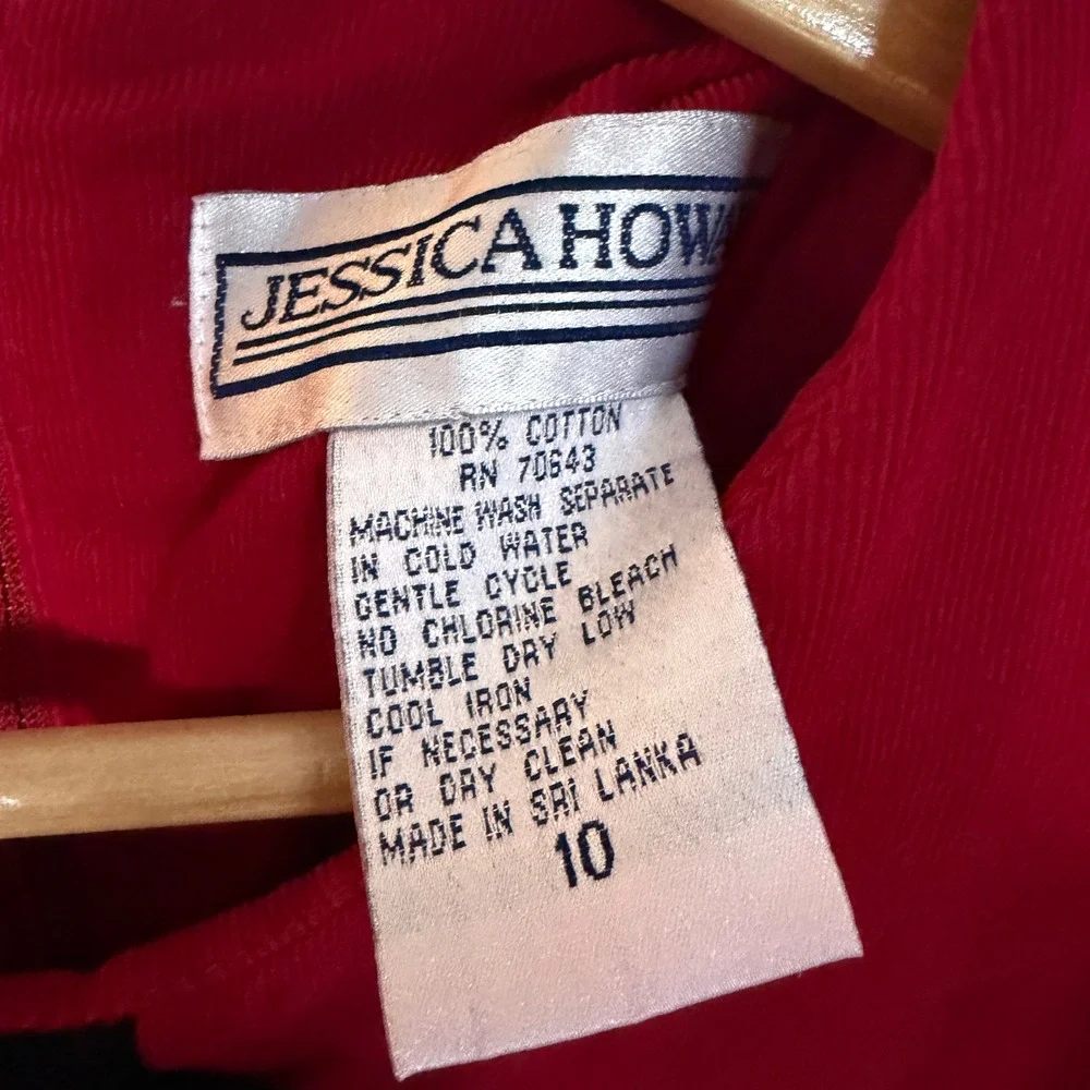 Jessica Howard Dress Womens 10 Red Excellent Corduroy Velvet Bows Holiday Midi